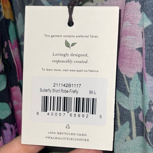 NEW NWT Spell & The Gypsy Butterfly Short Robe Firefly Print Kimono Sleeves M/L - Picture 8 of 15